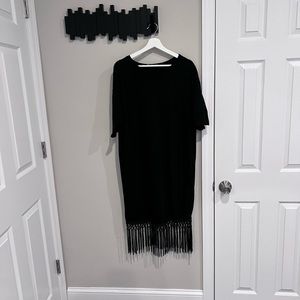 Zara jersey dress with fringe bottom